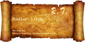 Radler Tilda névjegykártya